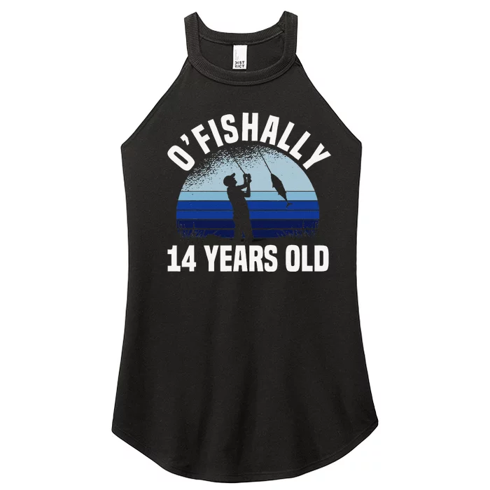 Ofishally 14 Years Old Fisherman 14th Birthday Fishing Women’s Perfect Tri Rocker Tank