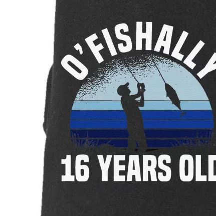 Ofishally 16 Years Old Fisherman 16th Birthday Fishing Doggie 3-End Fleece Hoodie