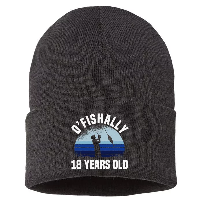 Ofishally 18 Years Old Fisherman 18th Birthday Fishing Sustainable Knit Beanie