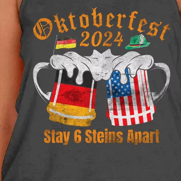 Oktoberfest 2024 6 Stein Apart Beer October Funny Drinking Women's Knotted Racerback Tank