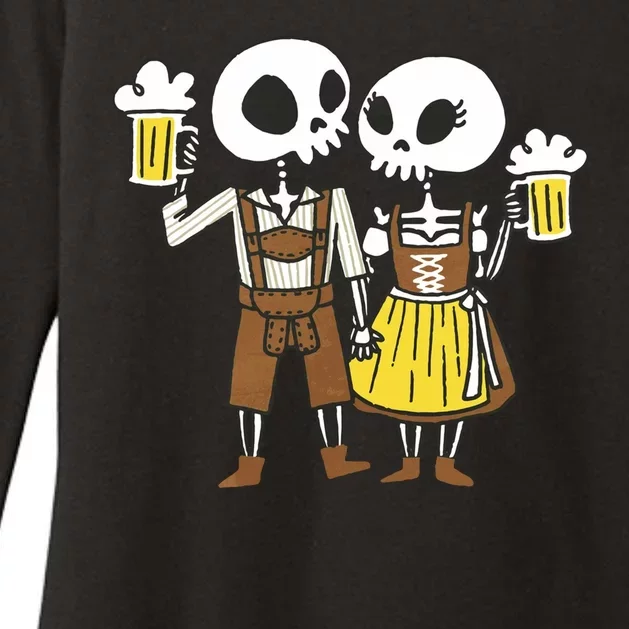 Oktoberfest 2023 Beer Drinking Skeleton Couple Womens CVC Long Sleeve Shirt