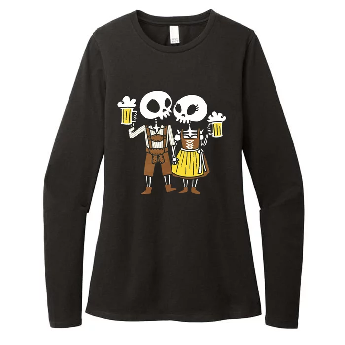 Oktoberfest 2023 Beer Drinking Skeleton Couple Womens CVC Long Sleeve Shirt