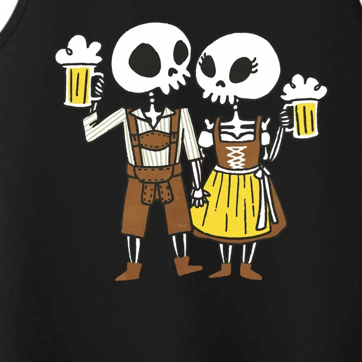 Oktoberfest 2023 Beer Drinking Skeleton Couple Performance Tank