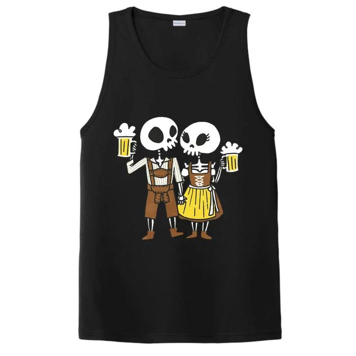 Oktoberfest 2023 Beer Drinking Skeleton Couple Performance Tank