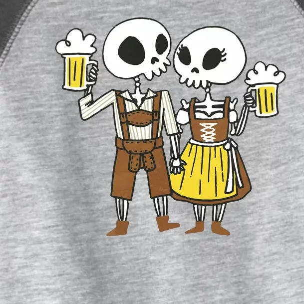 Oktoberfest 2023 Beer Drinking Skeleton Couple Toddler Fine Jersey T-Shirt