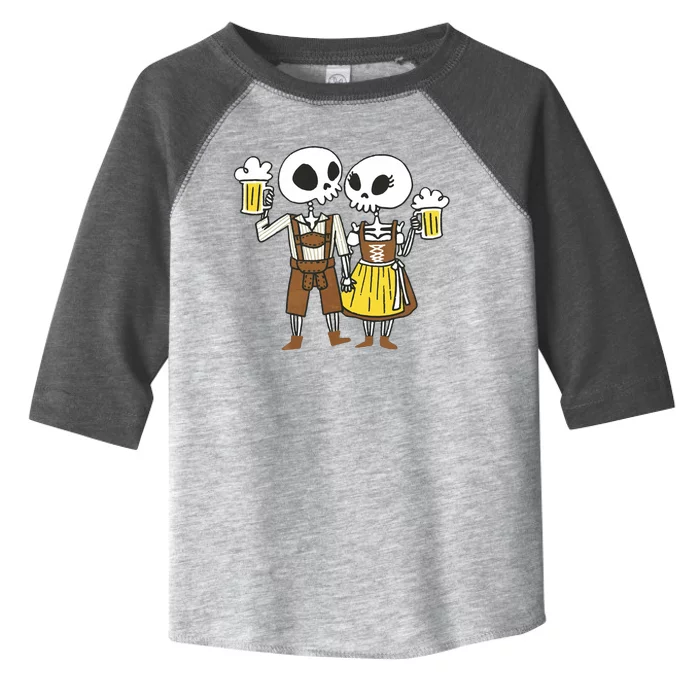 Oktoberfest 2023 Beer Drinking Skeleton Couple Toddler Fine Jersey T-Shirt