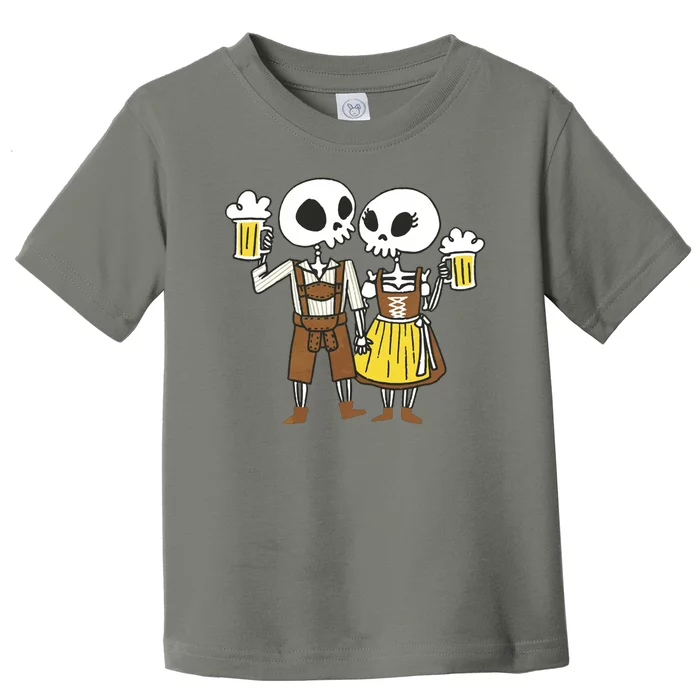 Oktoberfest 2023 Beer Drinking Skeleton Couple Toddler T-Shirt