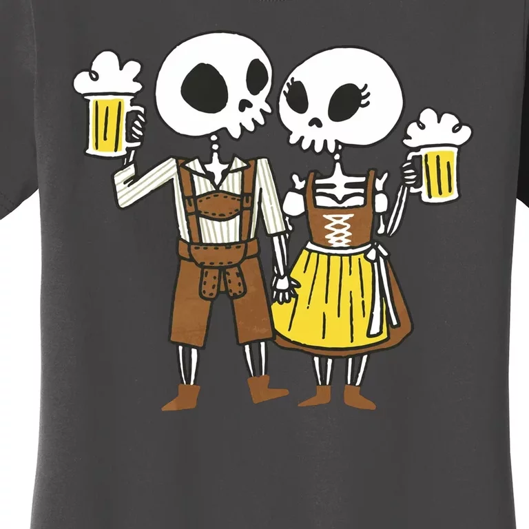 Oktoberfest 2023 Beer Drinking Skeleton Couple Women's T-Shirt