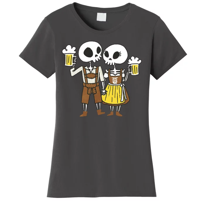 Oktoberfest 2023 Beer Drinking Skeleton Couple Women's T-Shirt