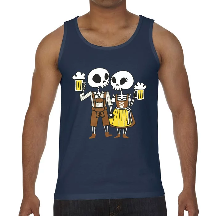 Oktoberfest 2023 Beer Drinking Skeleton Couple Comfort Colors® Tank Top