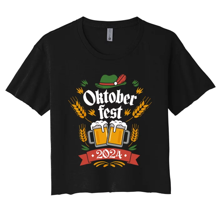 Oktoberfest 2024 Funny Oktoberfest 2024 Costume Women's Crop Top Tee