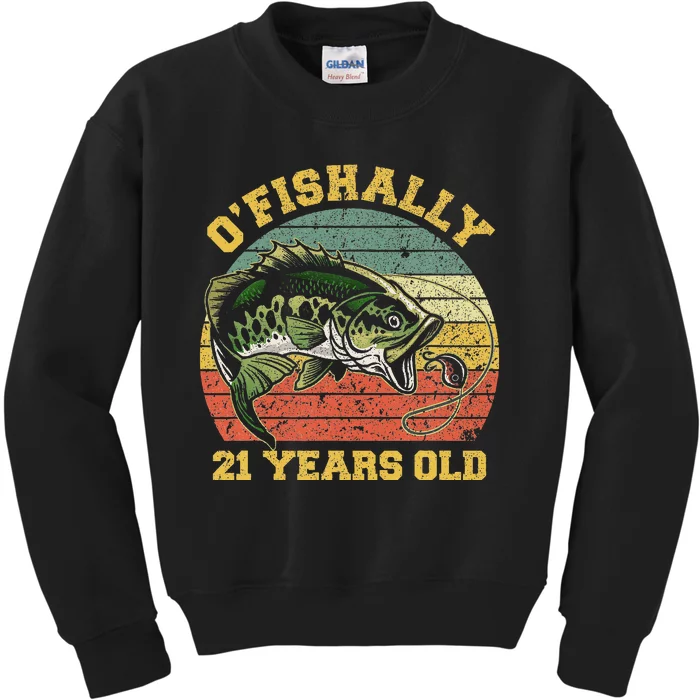 OFishally 21 Years Old Fishing Birthday Theme Party 21st Kids Sweatshirt