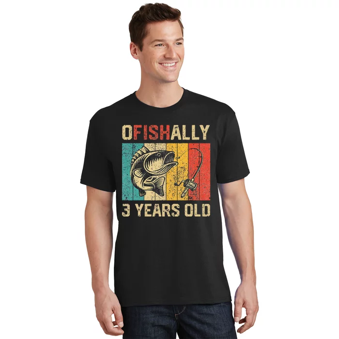 Ofishally 3 Years Old Funny Fishing Birthday Fisherman T-Shirt