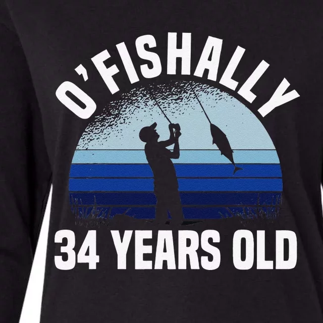 Ofishally 34 Years Old Fisherman 34th Birthday Fishing Womens Cotton Relaxed Long Sleeve T-Shirt