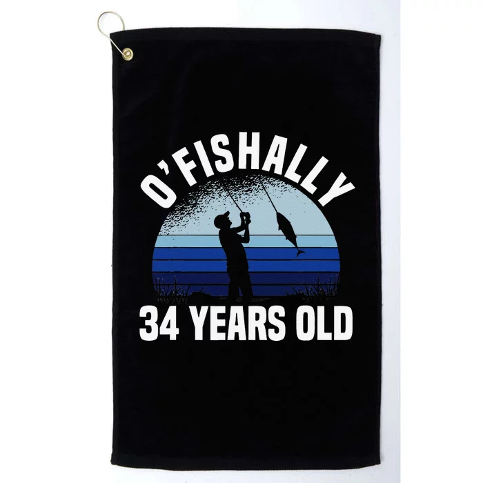 Ofishally 34 Years Old Fisherman 34th Birthday Fishing Platinum Collection Golf Towel