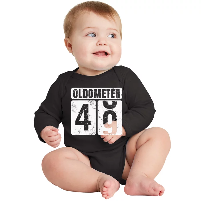 Oldometer 49 Vintage Funny 49th Birthday Gift Idea Baby Long Sleeve Bodysuit