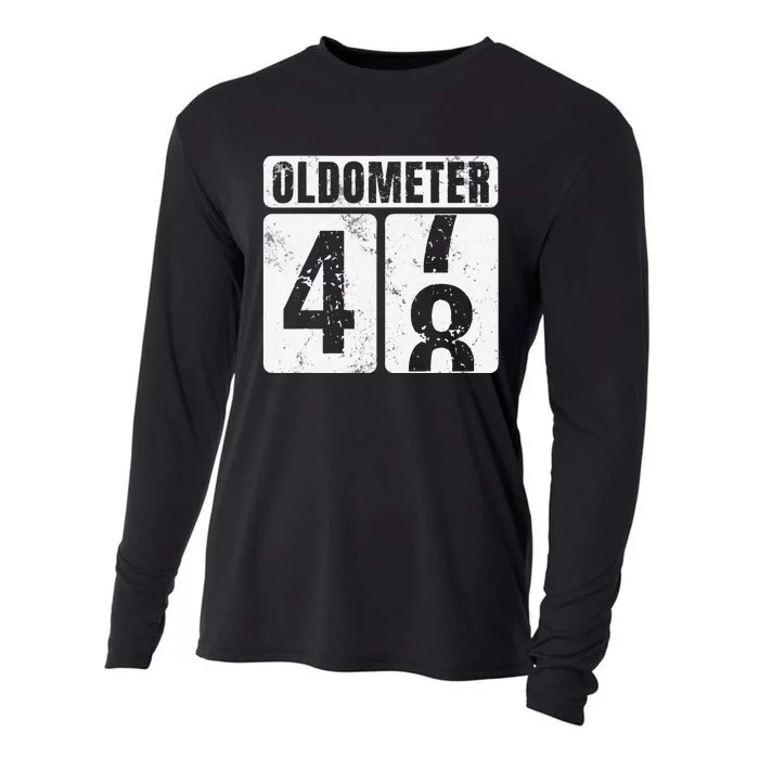 Oldometer 48 Vintage Funny 48th Birthday Gift Idea Cooling Performance Long Sleeve Crew