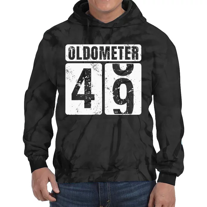 Oldometer 49 Vintage Funny 49th Birthday Gift Idea Tie Dye Hoodie