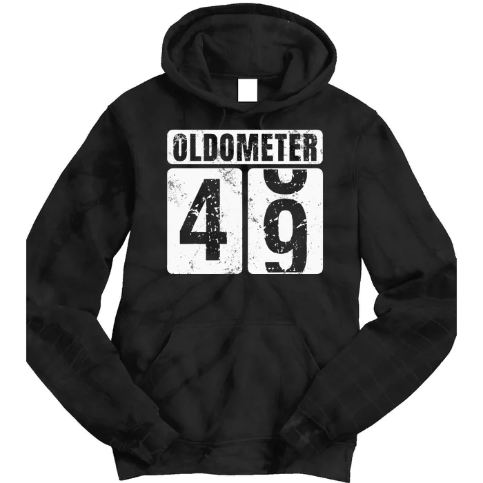 Oldometer 49 Vintage Funny 49th Birthday Gift Idea Tie Dye Hoodie