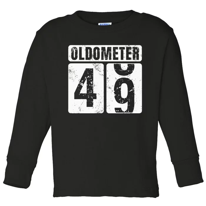 Oldometer 49 Vintage Funny 49th Birthday Gift Idea Toddler Long Sleeve Shirt