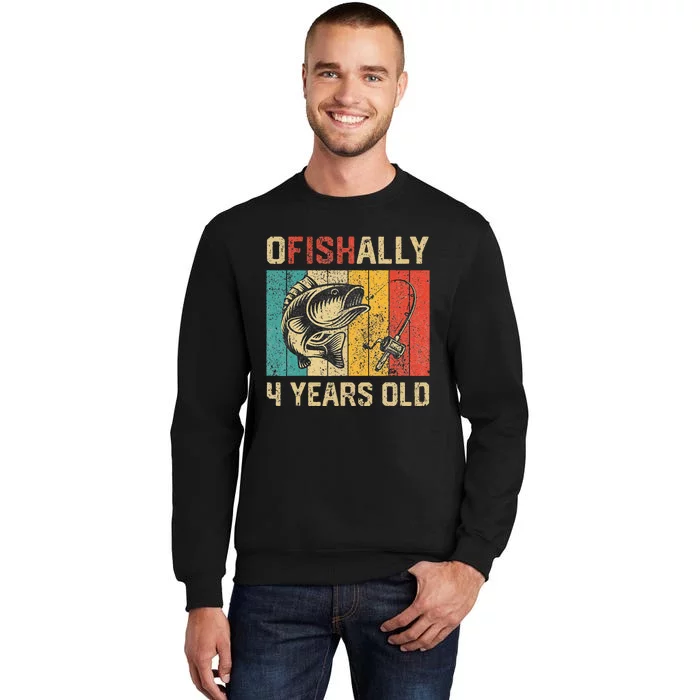 Ofishally 4 Years Old Funny Fishing Birthday Fisherman Tall Sweatshirt