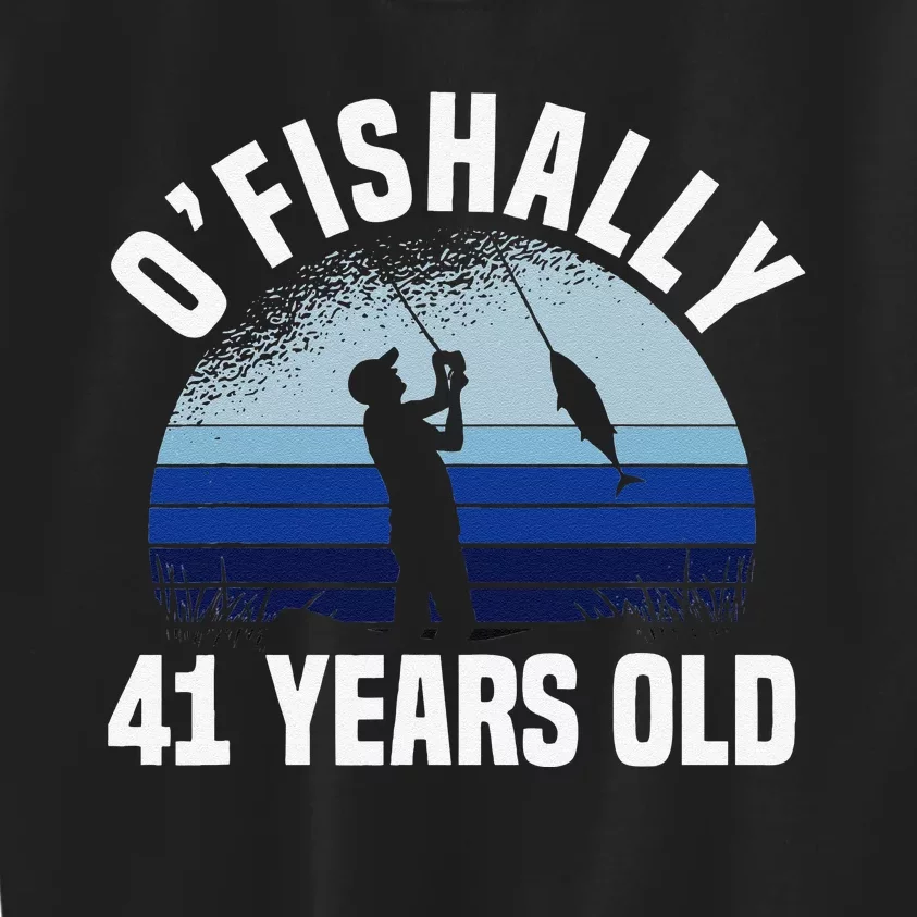 Ofishally 41 Years Old Fisherman 41st Birthday Fishing Kids Sweatshirt