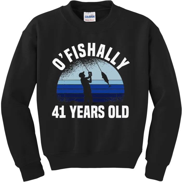 Ofishally 41 Years Old Fisherman 41st Birthday Fishing Kids Sweatshirt