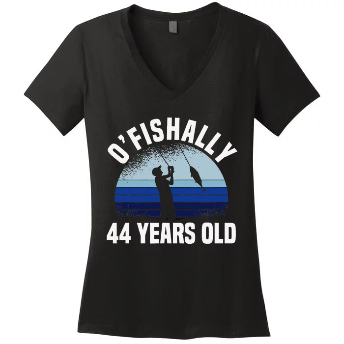 Ofishally 44 Years Old Fisherman 44th Birthday Fishing Women's V-Neck T-Shirt