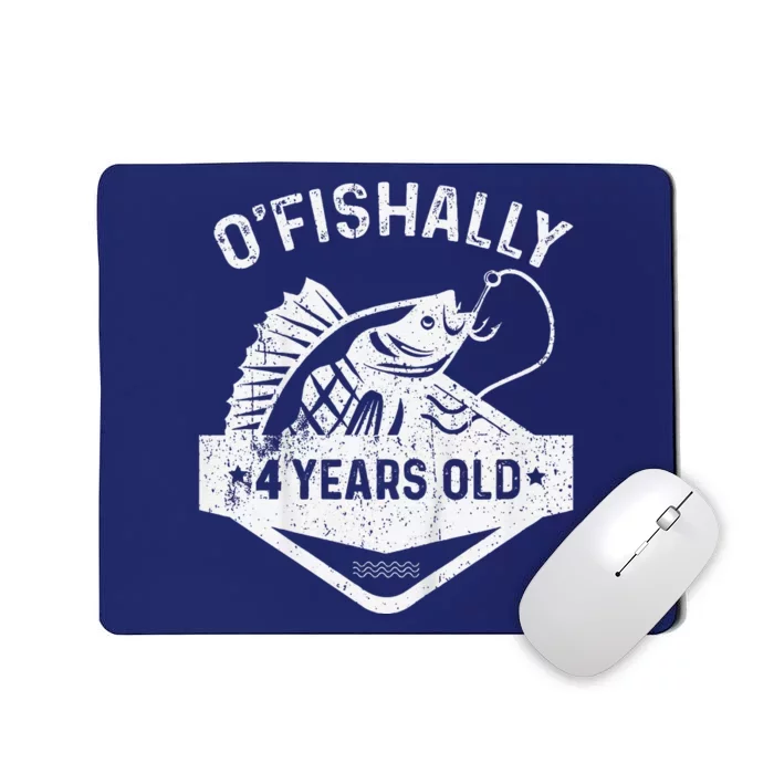 Ofishally 4 Years Old Funny Officially 4th Bday Fishing Mousepad