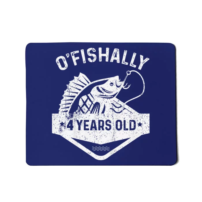 Ofishally 4 Years Old Funny Officially 4th Bday Fishing Mousepad