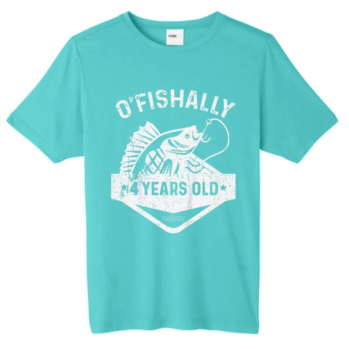 Ofishally 4 Years Old Funny Officially 4th Bday Fishing ChromaSoft Performance T-Shirt