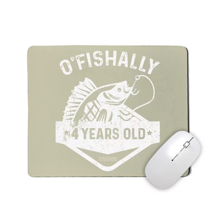 O'fishally 4 Years Old Funny Officially 4th Bday Fishing Mousepad