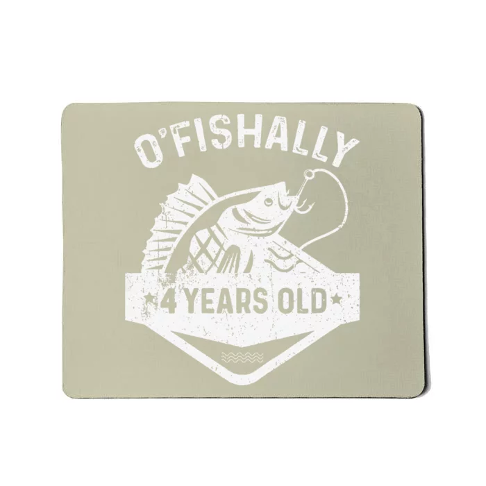 O'fishally 4 Years Old Funny Officially 4th Bday Fishing Mousepad