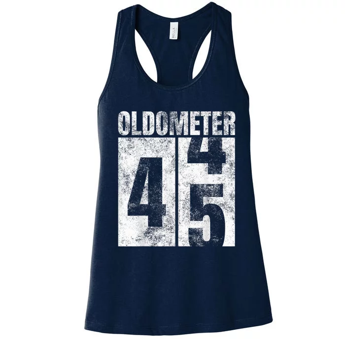 Oldometer 44-45 yrs old Man Woman Bday Graphic 45th Birthday Women's Racerback Tank