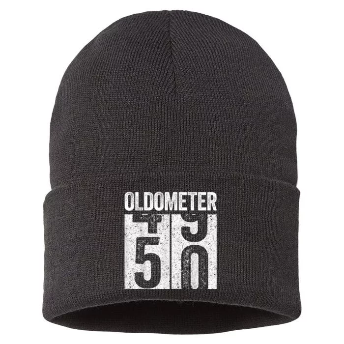 Oldometer 50  50th Birthday Sustainable Knit Beanie