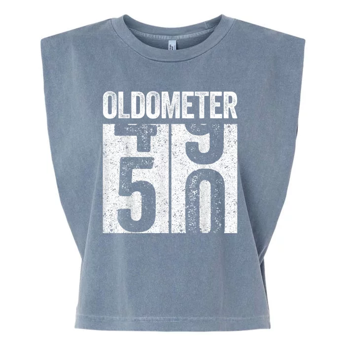 Oldometer 50  50th Birthday Garment-Dyed Women's Muscle Tee