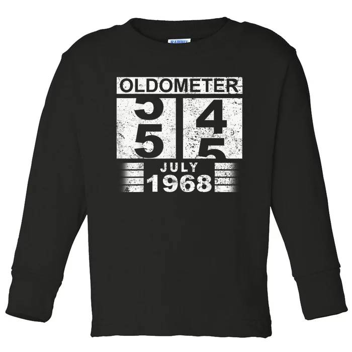 Oldometer 54-55 Born In July 1968 Funny 55th Birthday Toddler Long Sleeve Shirt