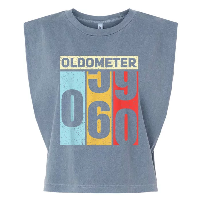 Oldometer 59-60 Funny 60th Birthday Odometer Gift Oldometer Garment-Dyed Women's Muscle Tee