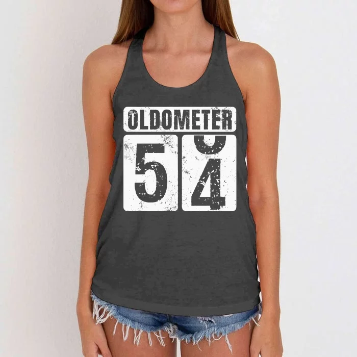 Oldometer 54 Vintage Funny 54th Birthday Gift Idea Women's Knotted Racerback Tank