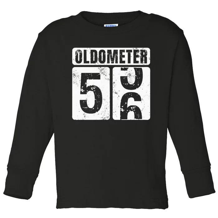 Oldometer 56 Vintage Funny 56th Birthday Gift Idea Toddler Long Sleeve Shirt