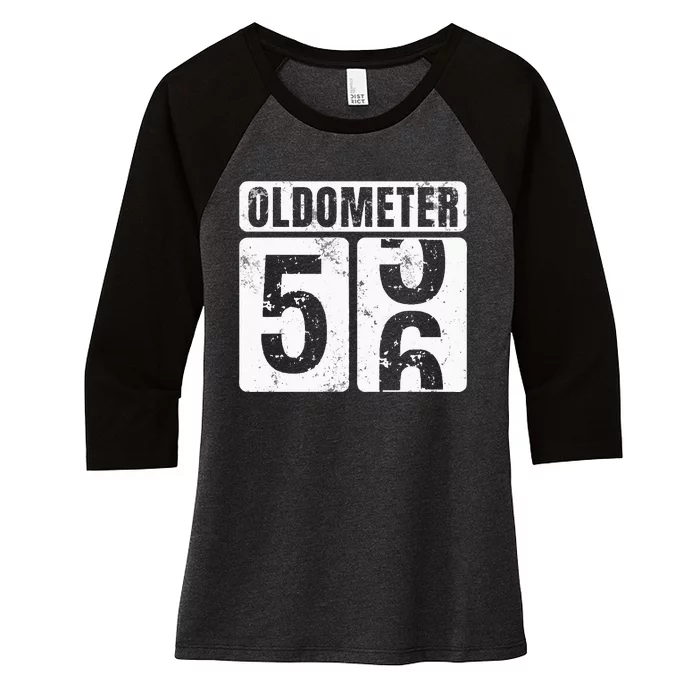 Oldometer 56 Vintage Funny 56th Birthday Gift Idea Women's Tri-Blend 3/4-Sleeve Raglan Shirt