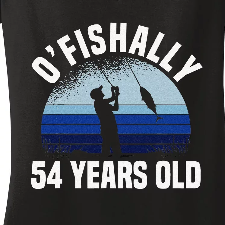 Ofishally 54 Years Old Fisherman 54th Birthday Fishing Women's V-Neck T-Shirt