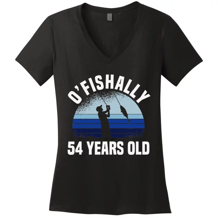 Ofishally 54 Years Old Fisherman 54th Birthday Fishing Women's V-Neck T-Shirt