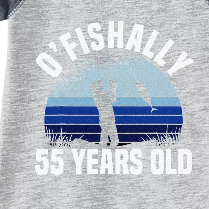 Ofishally 55 Years Old Fisherman 55th Birthday Fishing Infant Baby Jersey Bodysuit