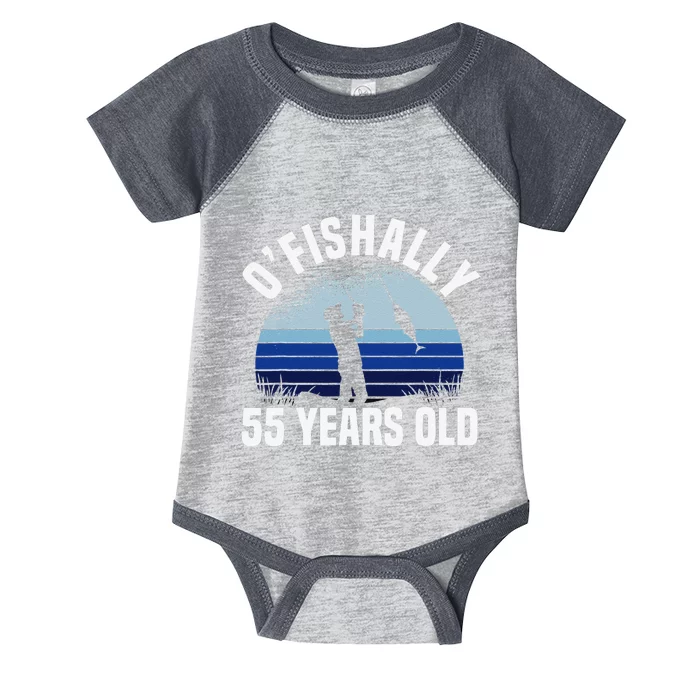 Ofishally 55 Years Old Fisherman 55th Birthday Fishing Infant Baby Jersey Bodysuit