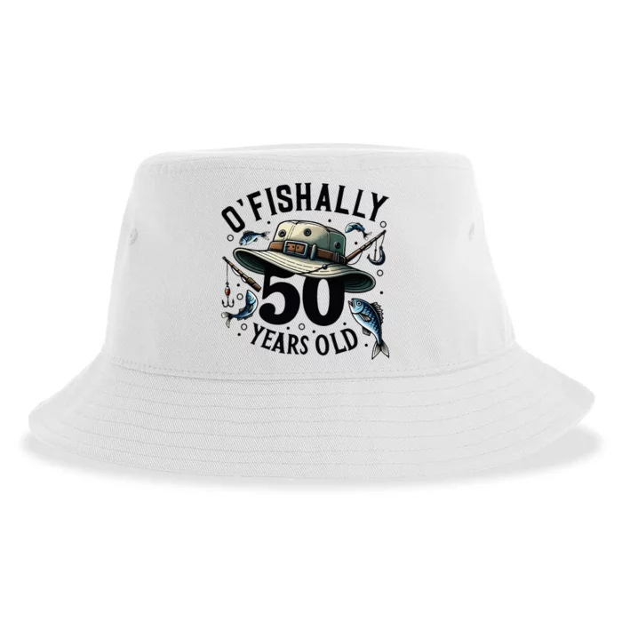 Ofishally 50 Years Old 50th Birthday Fisherman Fishing Lover Sustainable Bucket Hat