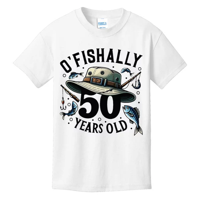 Ofishally 50 Years Old 50th Birthday Fisherman Fishing Lover Kids T-Shirt