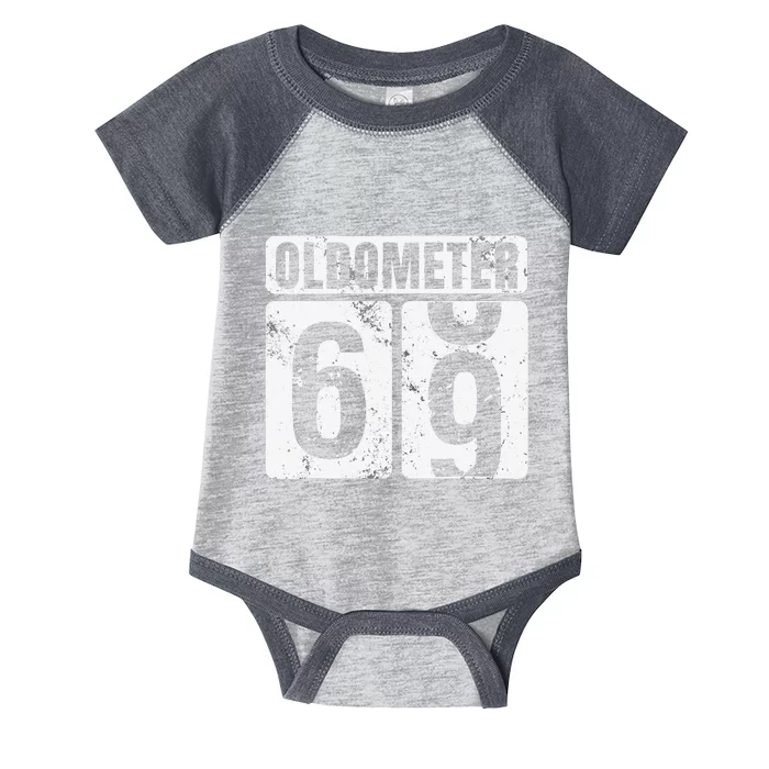 Oldometer 69 Vintage Funny 69th Birthday Gift Idea Infant Baby Jersey Bodysuit