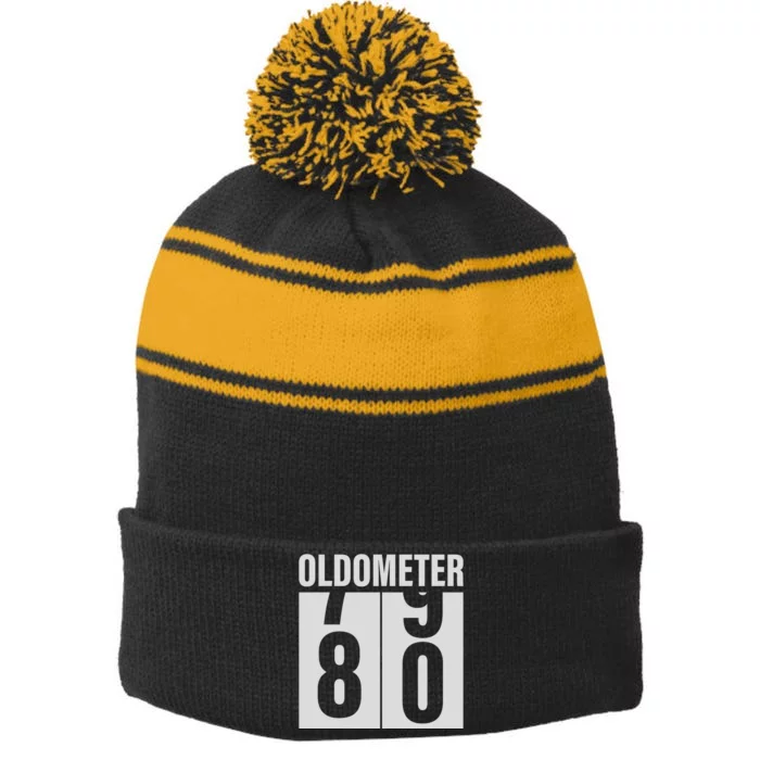 Oldometer 60 Years Stripe Pom Pom Beanie