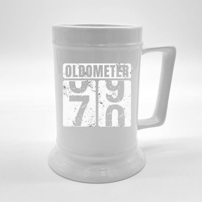 Oldometer 70 Vintage Funny 70th Birthday Gift Idea Front & Back Beer Stein